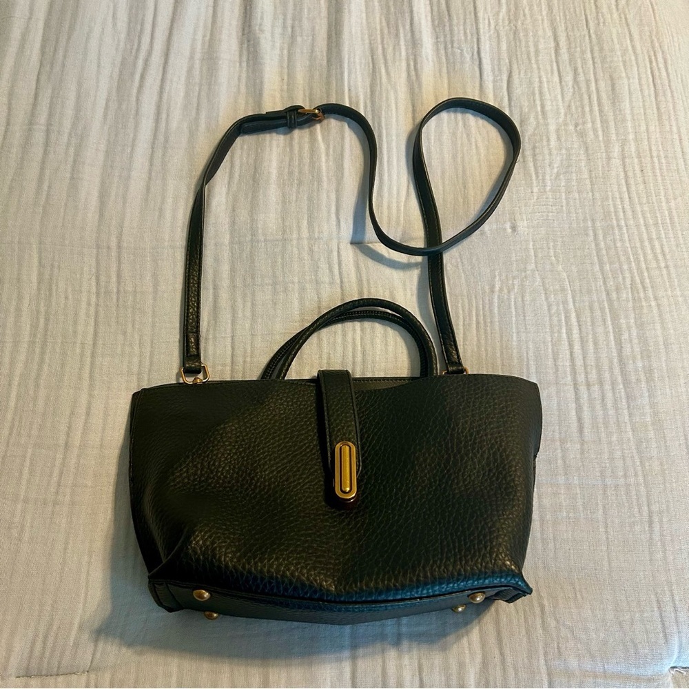 Top Handle Textured Black Shoulder Bag